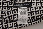 Dolce & Gabbana Black White Geometric 100% Silk Adjustable Accessory Tie - Zeiniez