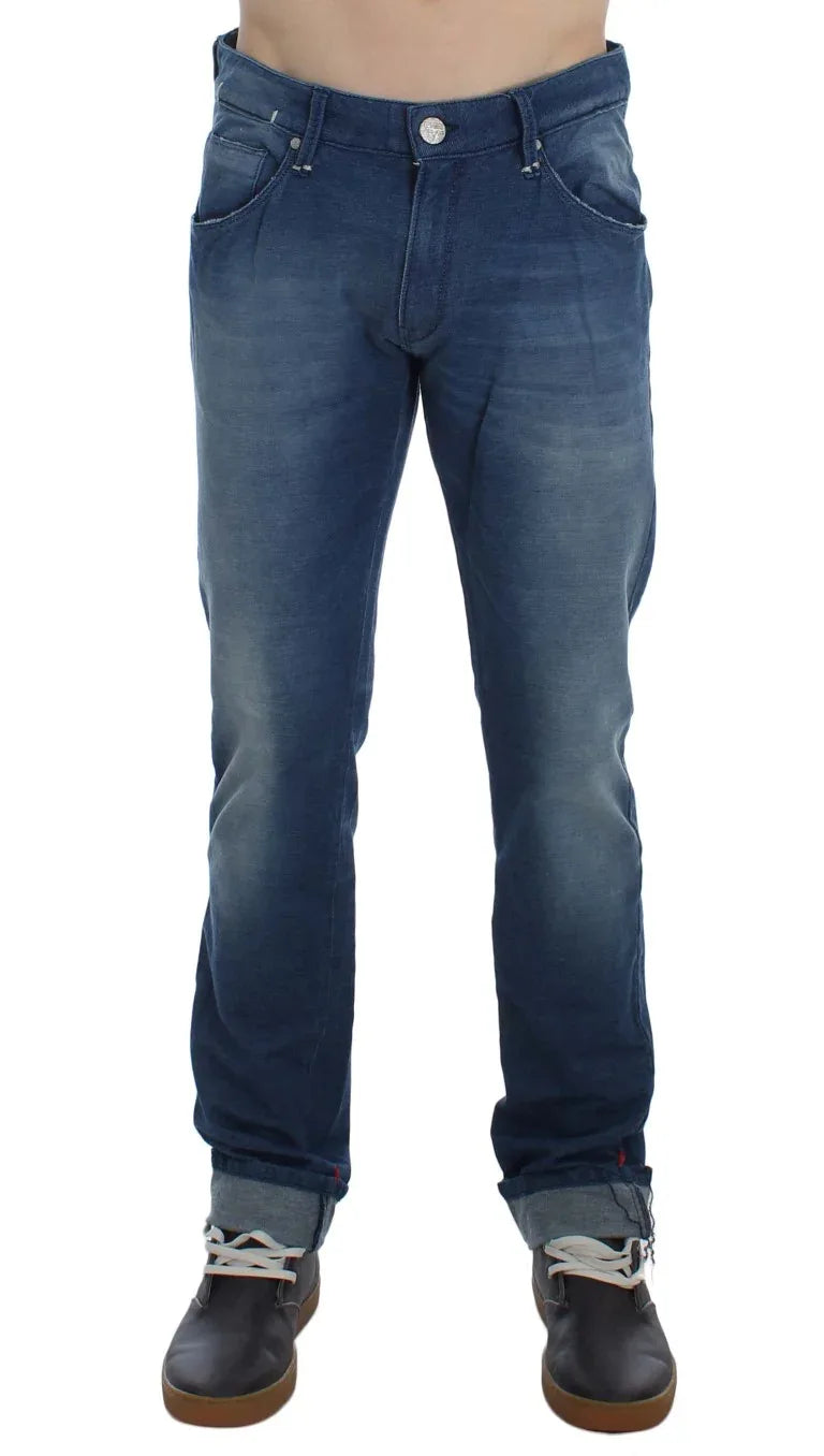 Acht Blue Wash Denim Cotton Stretch Slim Fit Jeans - Zeiniez