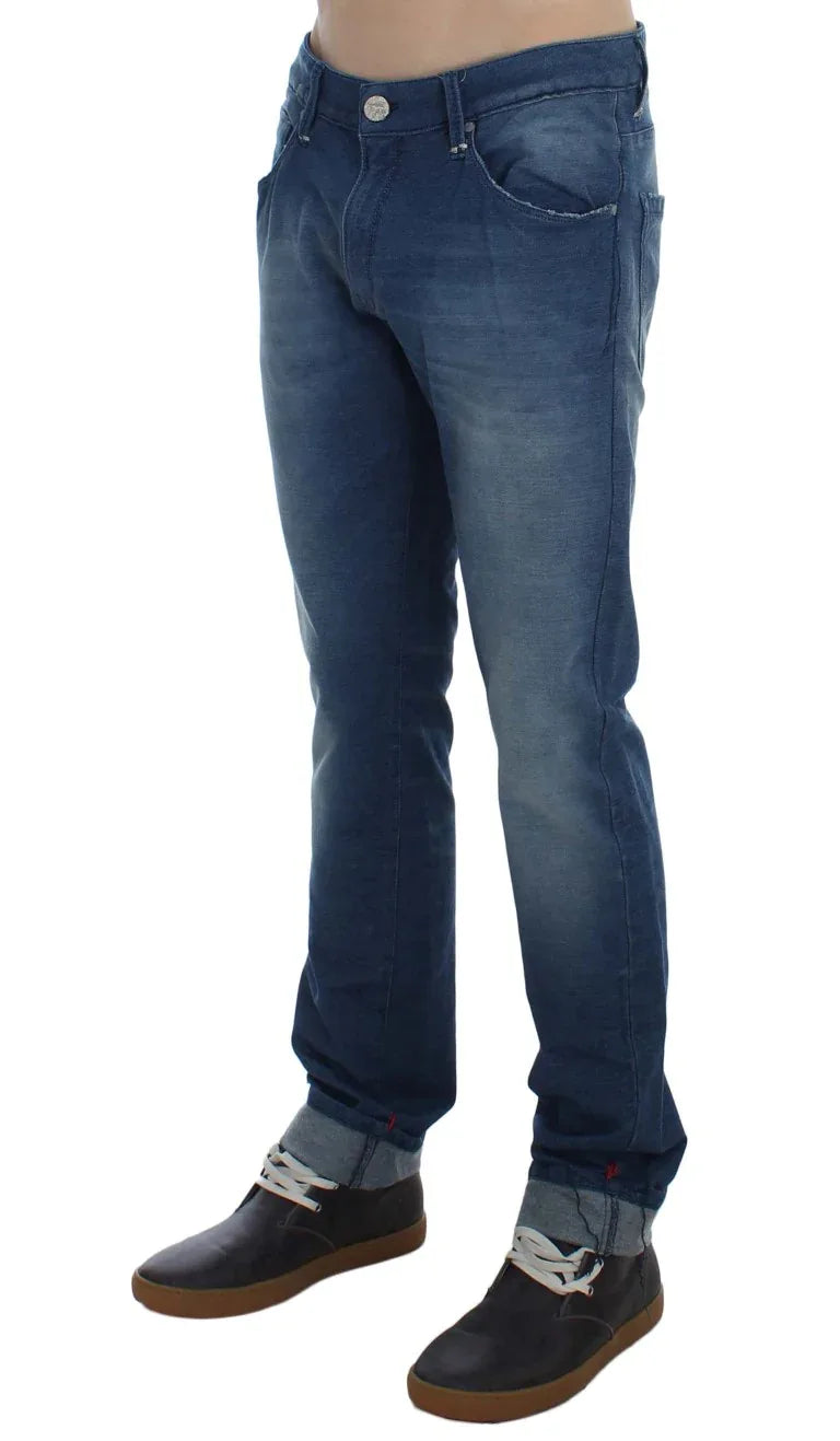 Acht Blue Wash Denim Cotton Stretch Slim Fit Jeans - Zeiniez