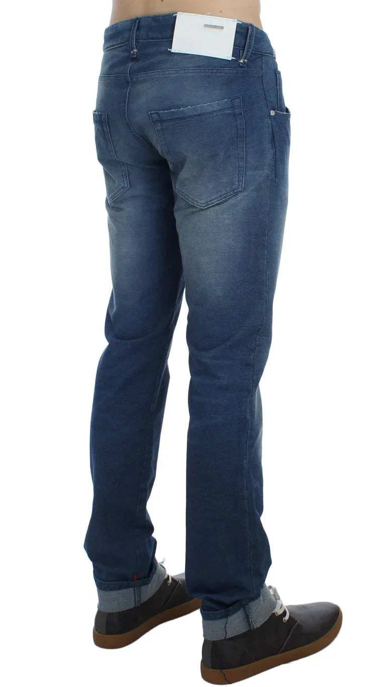 Acht Blue Wash Denim Cotton Stretch Slim Fit Jeans - Zeiniez