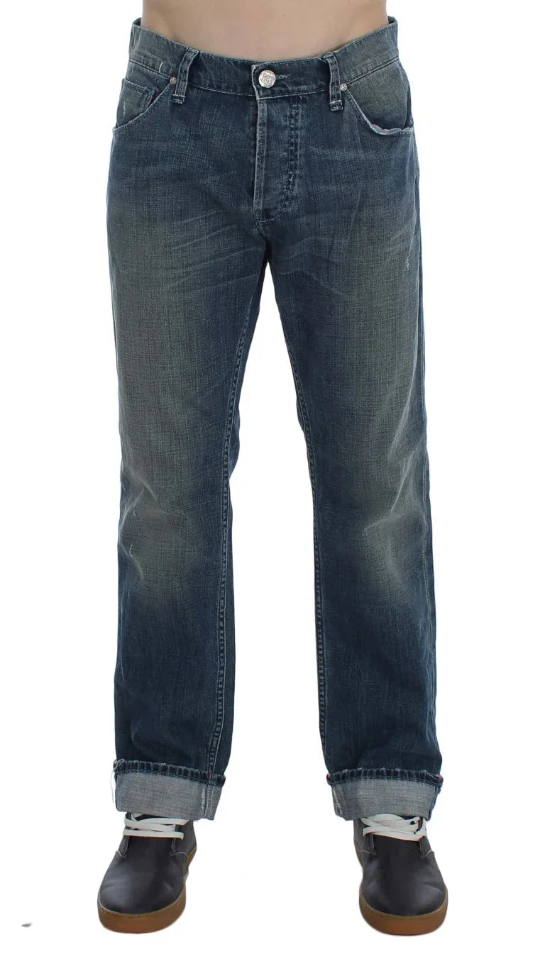 Acht Blue Wash Cotton Denim Regular Fit Jeans - Zeiniez