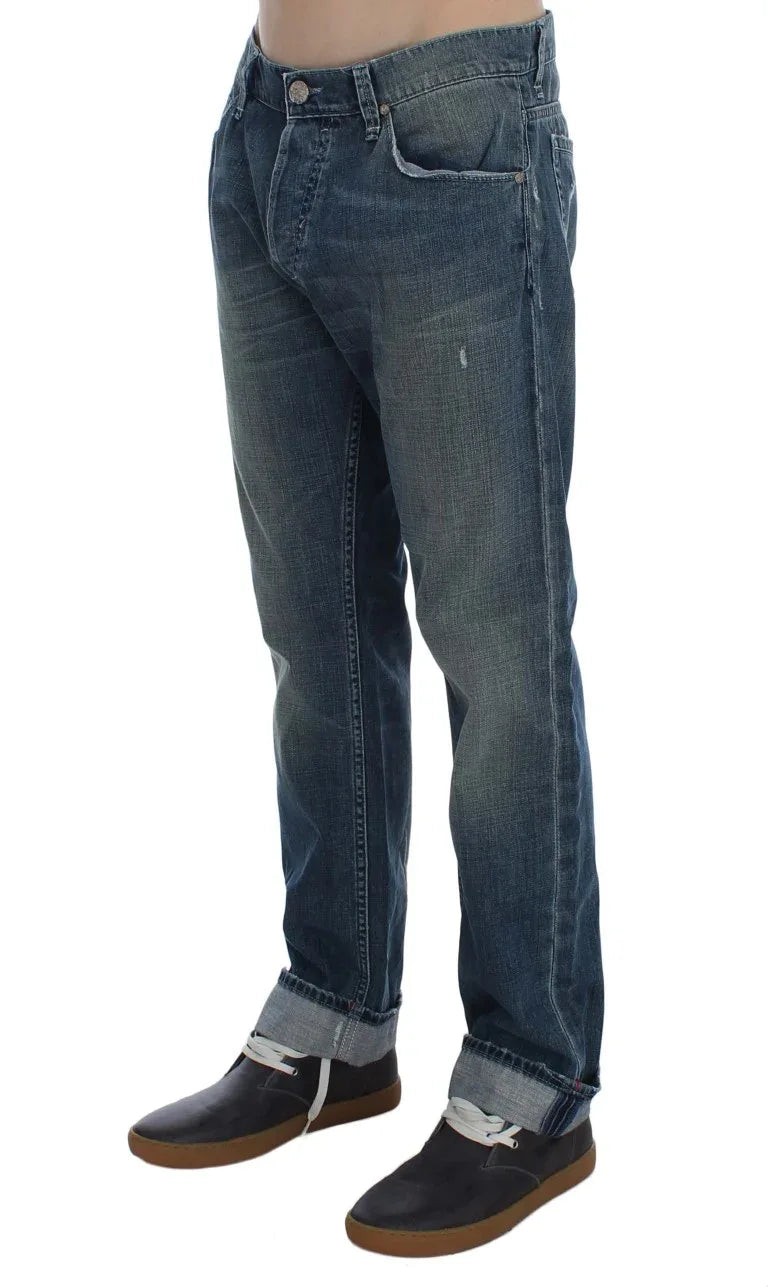Acht Blue Wash Cotton Denim Regular Fit Jeans - Zeiniez