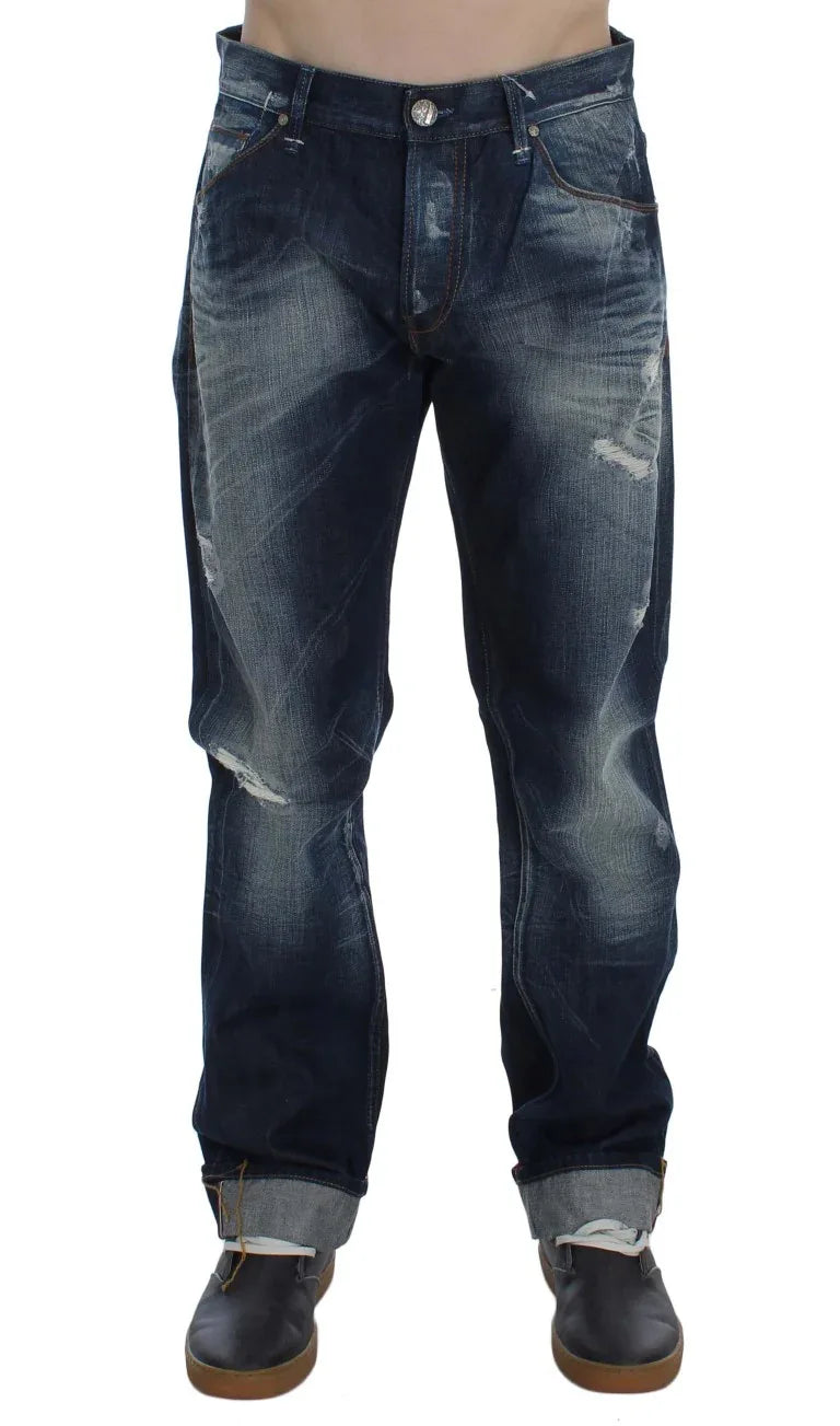 Acht Blue Wash Cotton Denim Regular Fit Jeans - Zeiniez