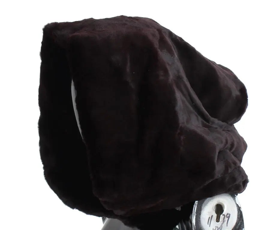 Dolce & Gabbana Purple Weasel Fur Crochet Hood Scarf Hat Dolce & Gabbana