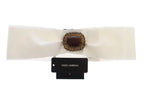 Dolce & Gabbana White Crystal Brass Wide Waist Runway Belt - Zeiniez