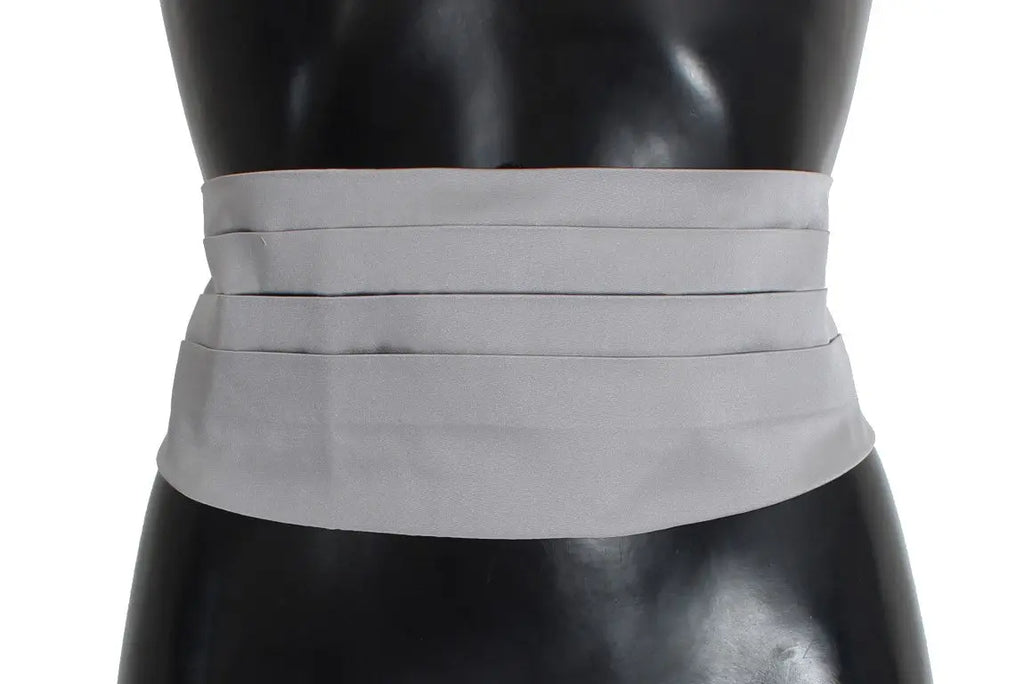 Dolce & Gabbana Gray Waist Belt Silk Cummerbund Dolce & Gabbana