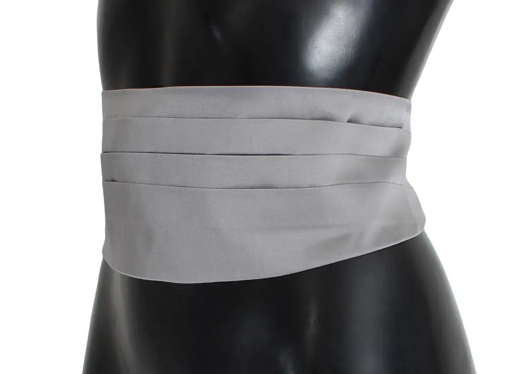 Dolce & Gabbana Gray Waist Belt Silk Cummerbund Dolce & Gabbana
