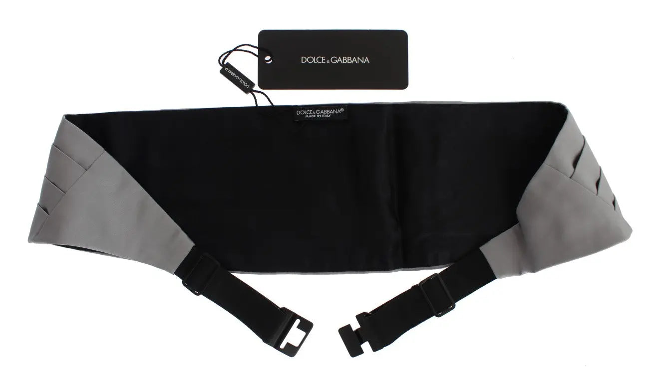Dolce & Gabbana Gray Waist Belt Silk Cummerbund Dolce & Gabbana