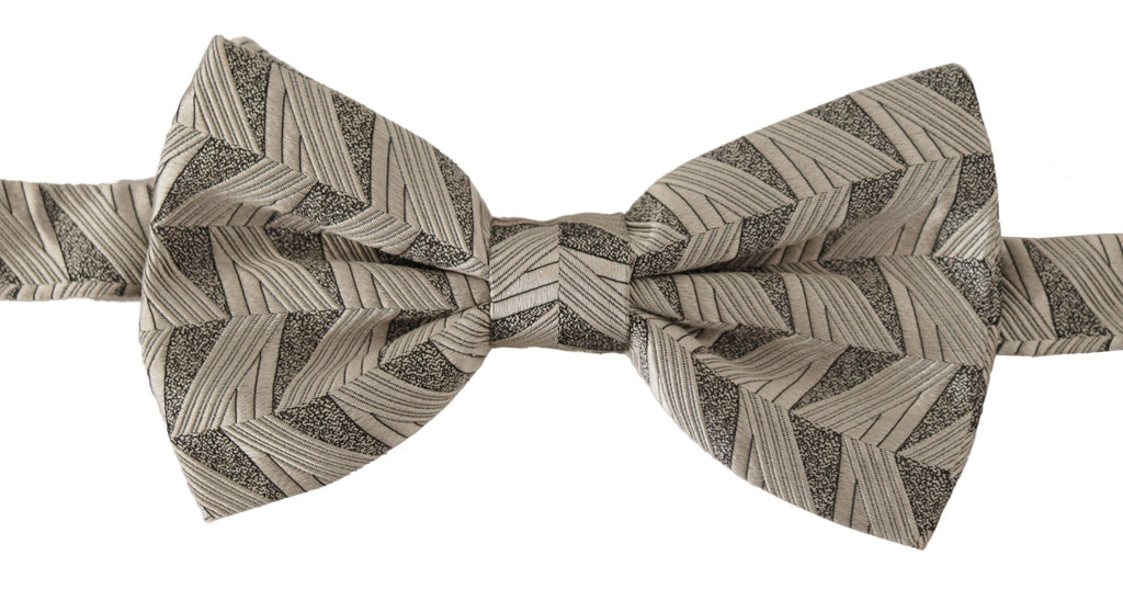 Dolce & Gabbana Gray 100% Silk Adjustable Neck Papillon Bow Tie - Zeiniez
