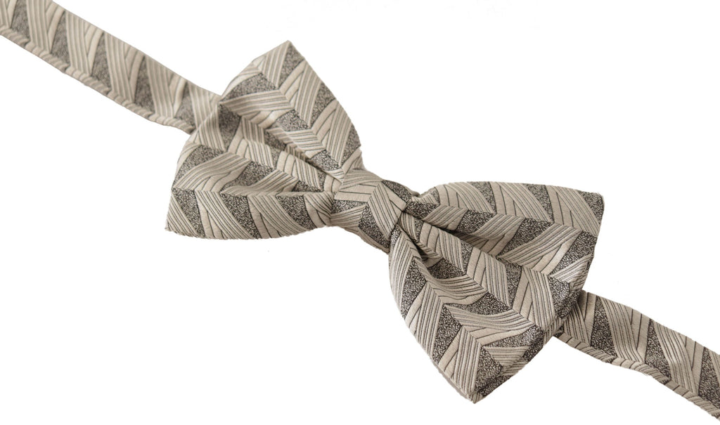 Dolce & Gabbana Gray 100% Silk Adjustable Neck Papillon Bow Tie - Zeiniez