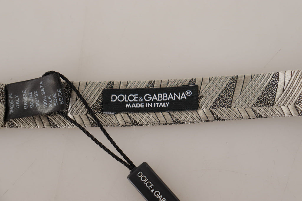 Dolce & Gabbana Gray 100% Silk Adjustable Neck Papillon Bow Tie - Zeiniez