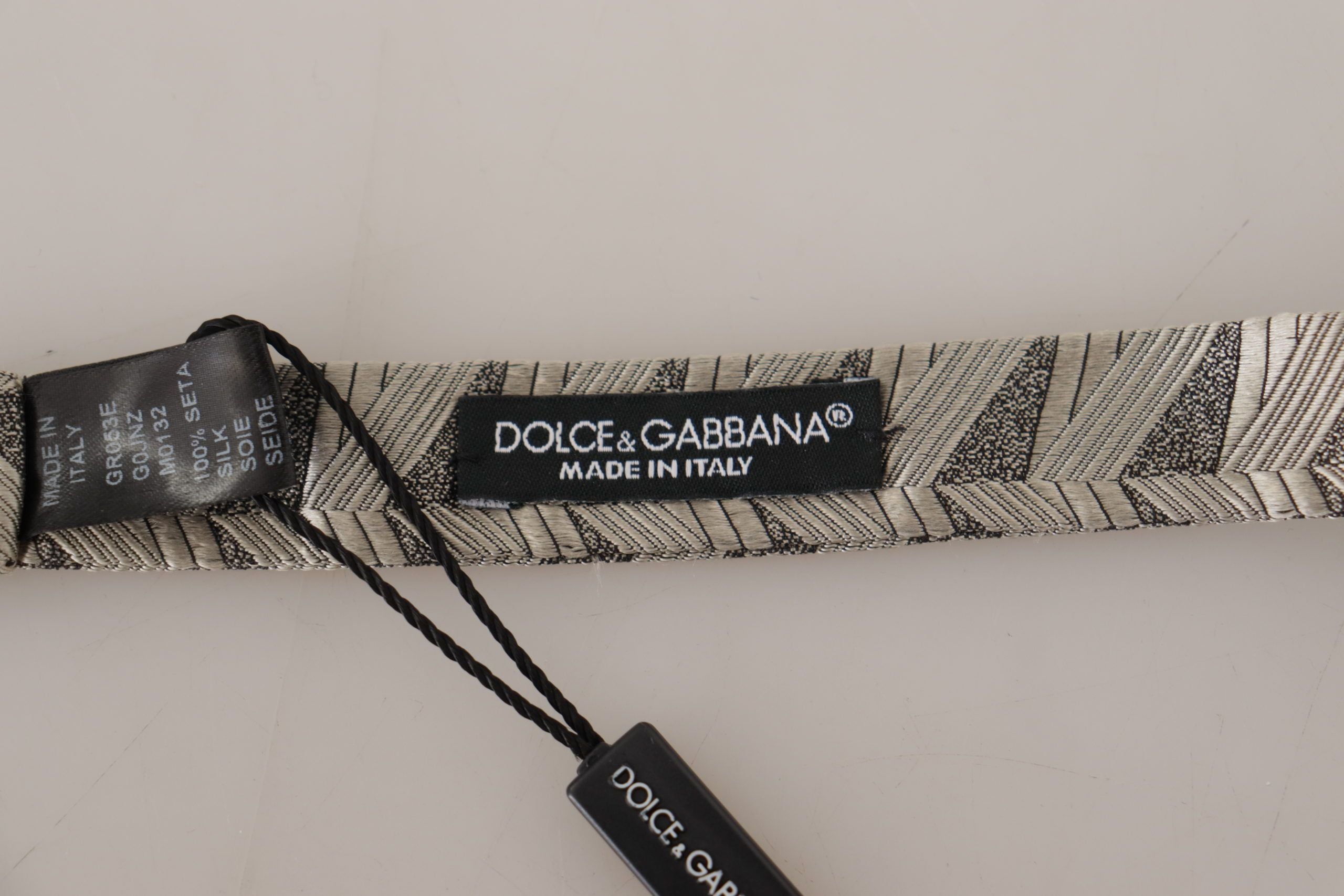 Dolce & Gabbana Gray 100% Silk Adjustable Neck Papillon Bow Tie - Zeiniez