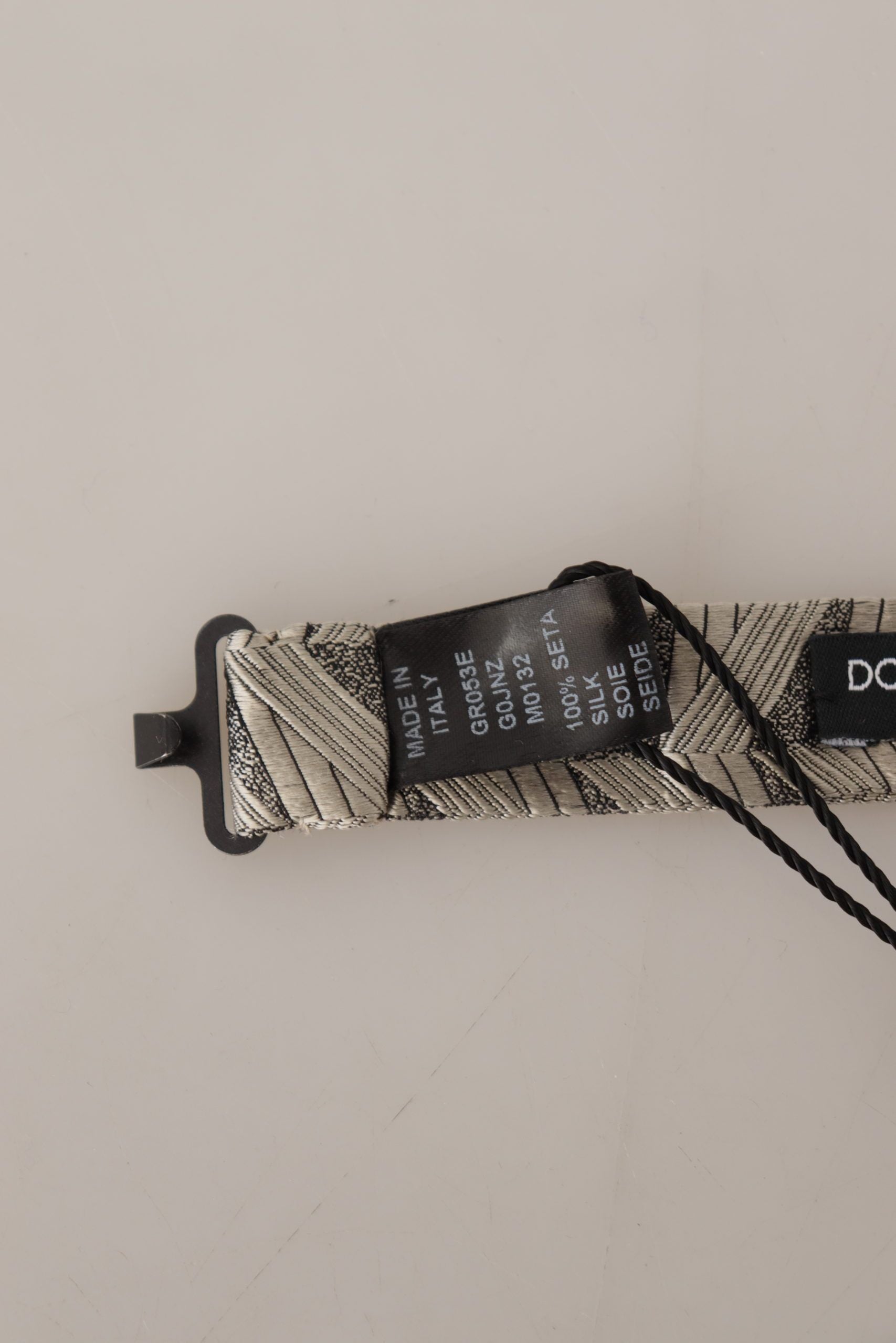 Dolce & Gabbana Gray 100% Silk Adjustable Neck Papillon Bow Tie - Zeiniez