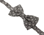 Dolce & Gabbana Black white 100% Silk Adjustable Neck Papillon Tie - Zeiniez