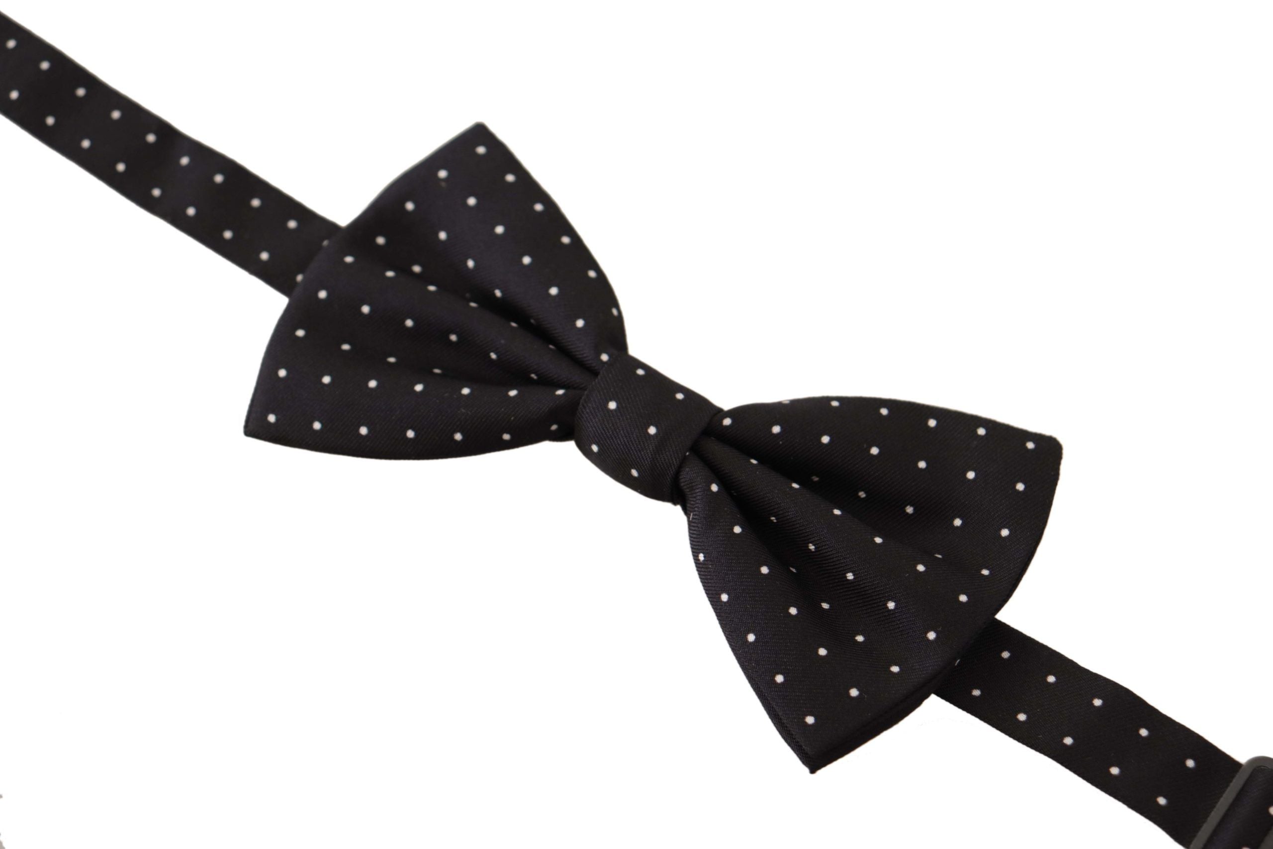 Dolce & Gabbana Black White Polka Dot 100% Silk Neck Papillon Tie - Zeiniez