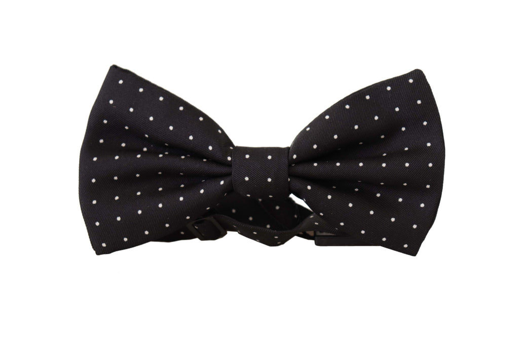 Dolce & Gabbana Black White Polka Dot 100% Silk Neck Papillon Tie - Zeiniez