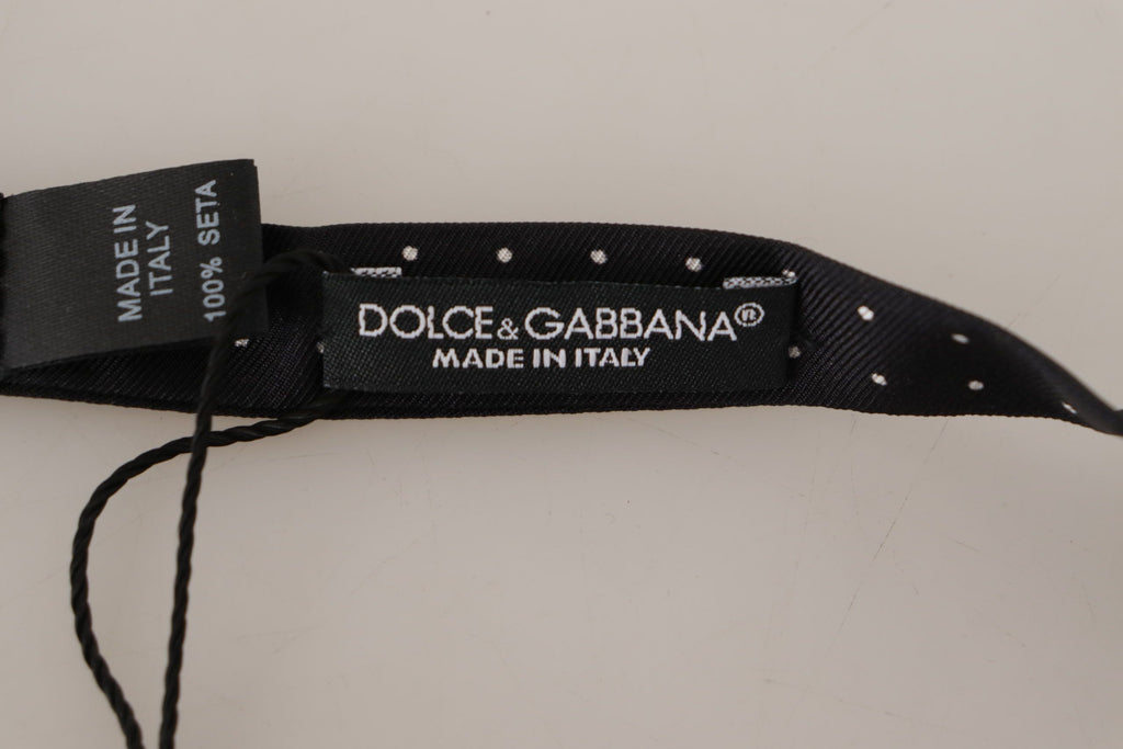 Dolce & Gabbana Black White Polka Dot 100% Silk Neck Papillon Tie - Zeiniez