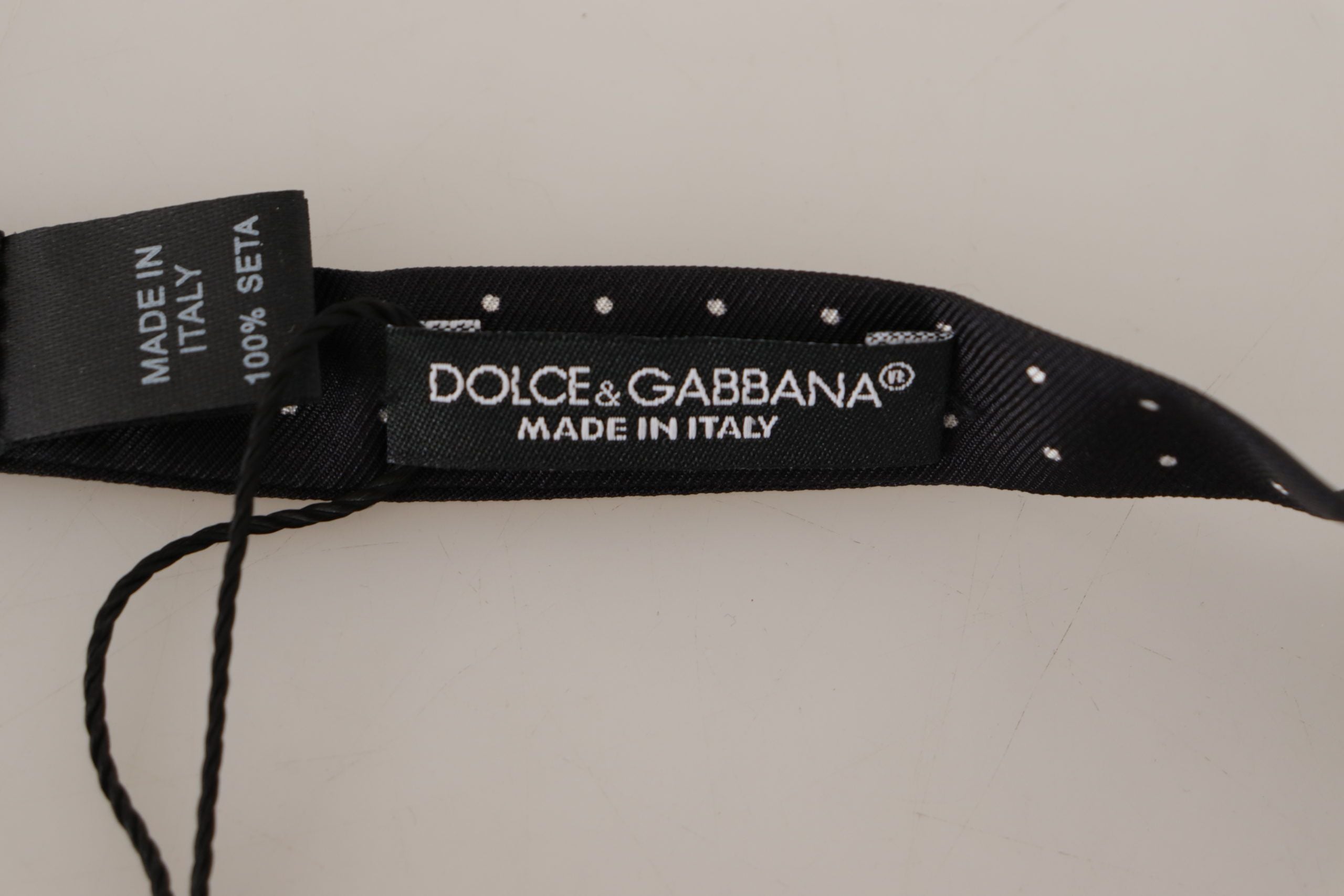 Dolce & Gabbana Black White Polka Dot 100% Silk Neck Papillon Tie - Zeiniez
