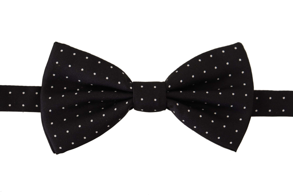 Dolce & Gabbana Black White Polka Dot 100% Silk Neck Papillon Tie - Zeiniez