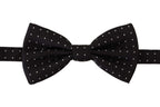 Dolce & Gabbana Black White Polka Dot 100% Silk Neck Papillon Tie - Zeiniez