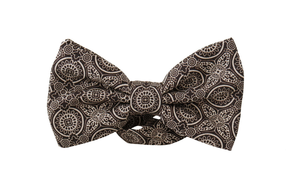 Dolce & Gabbana Black white 100% Silk Adjustable Neck Papillon Tie - Zeiniez
