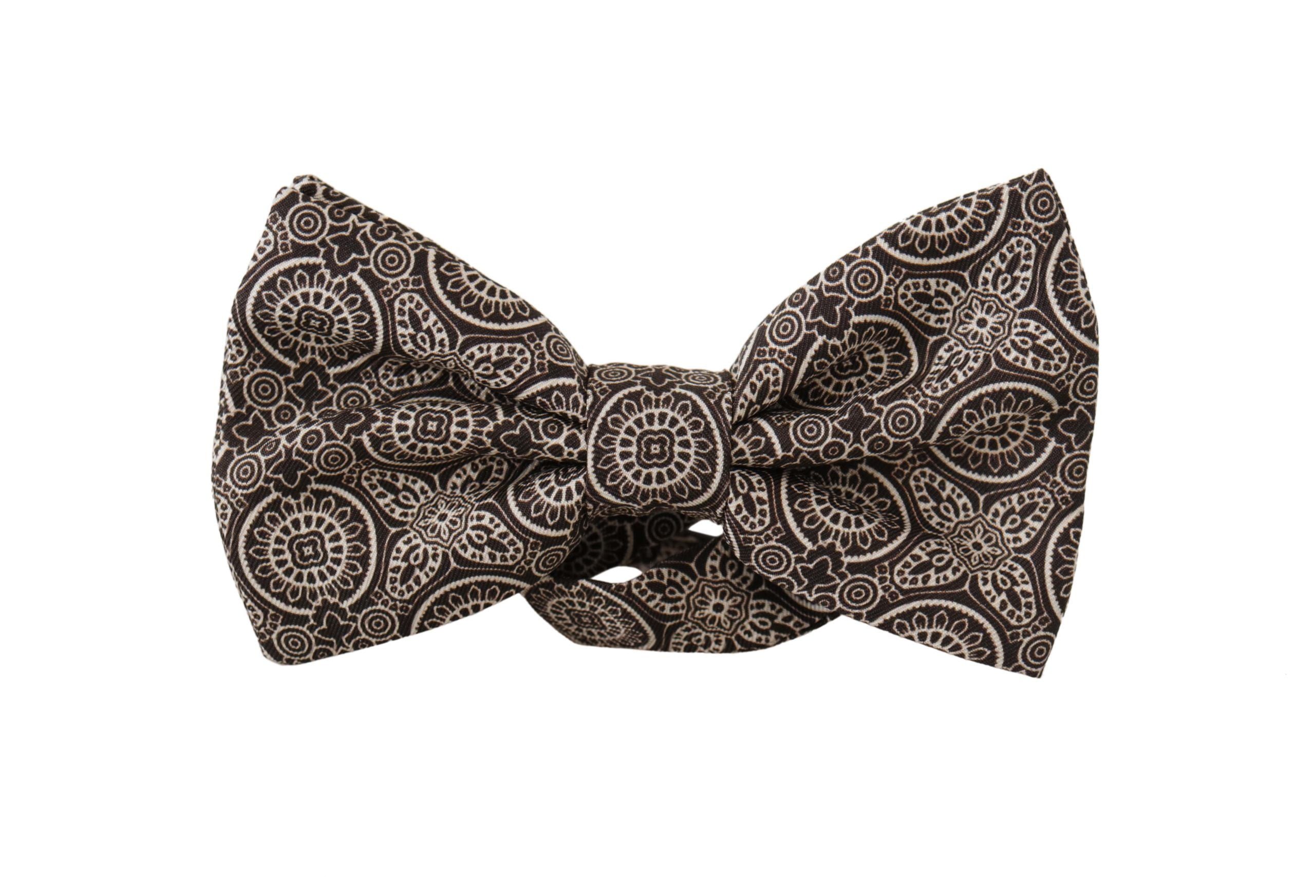 Dolce & Gabbana Black white 100% Silk Adjustable Neck Papillon Tie - Zeiniez