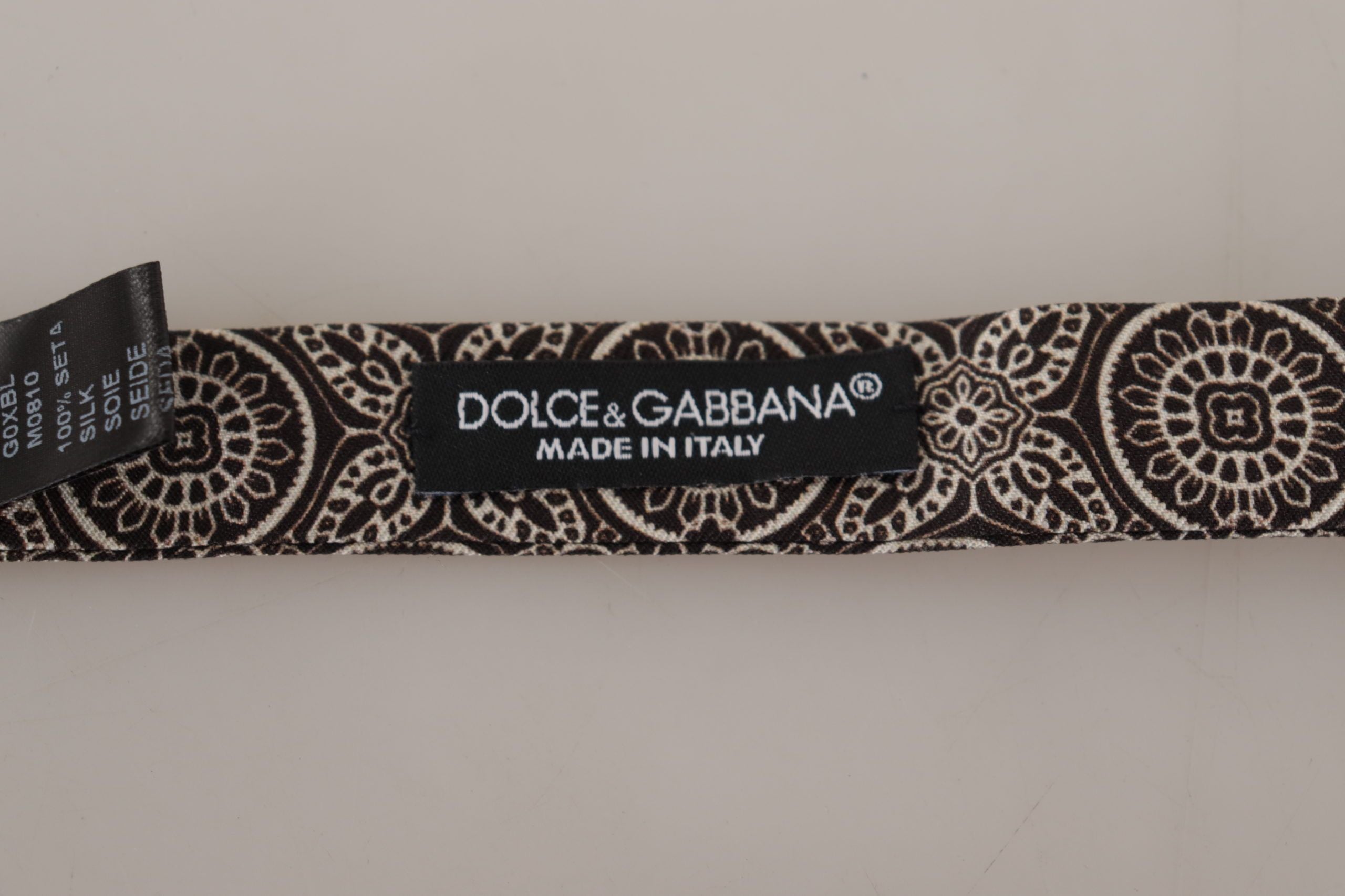 Dolce & Gabbana Black white 100% Silk Adjustable Neck Papillon Tie - Zeiniez