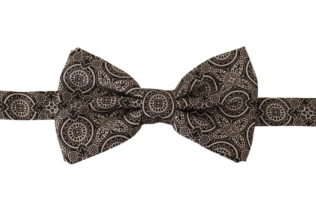 Dolce & Gabbana Black white 100% Silk Adjustable Neck Papillon Tie - Zeiniez