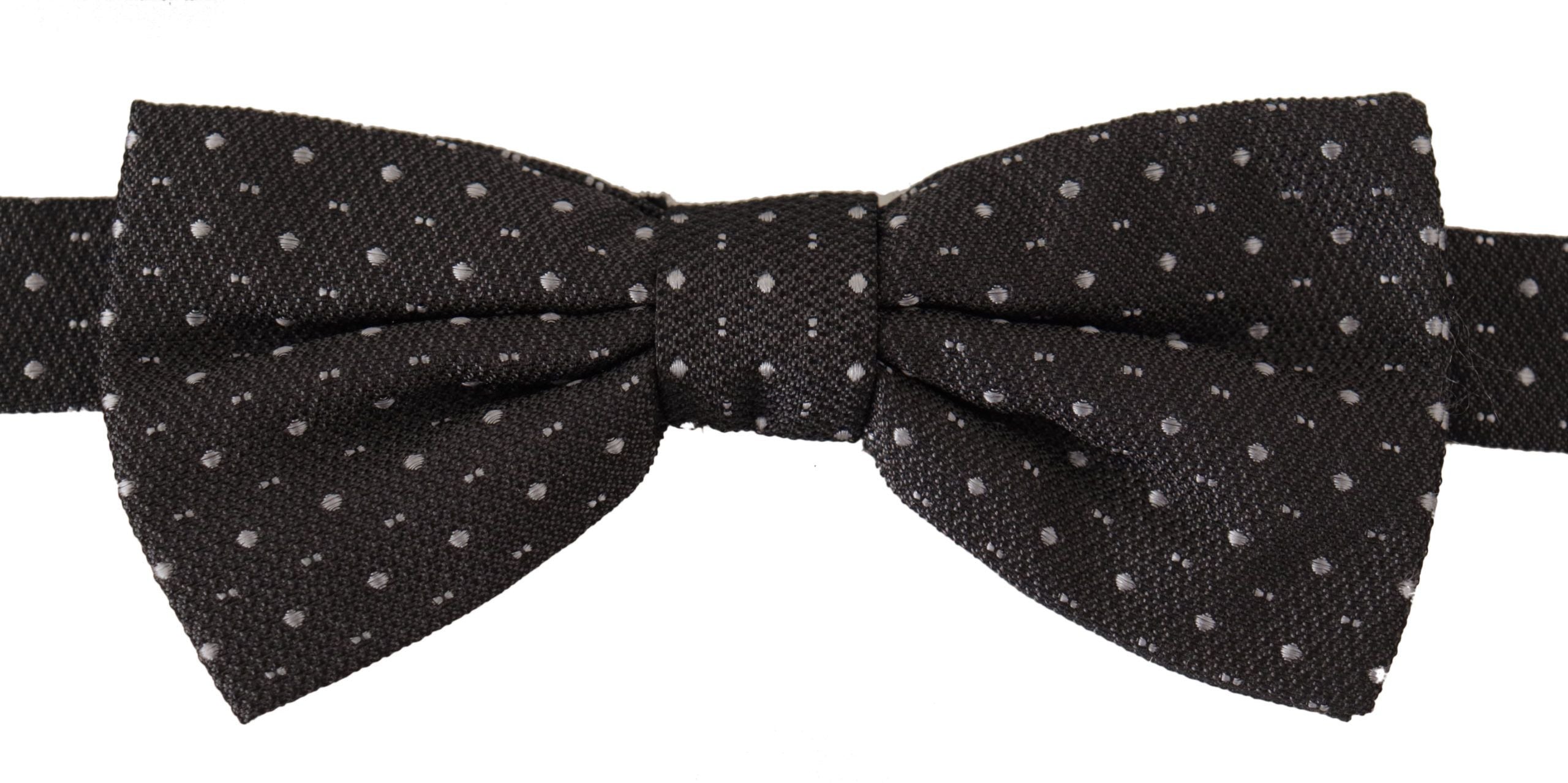 Dolce & Gabbana Gray Polka Dot 100% Silk Neck Papillon Tie - Zeiniez