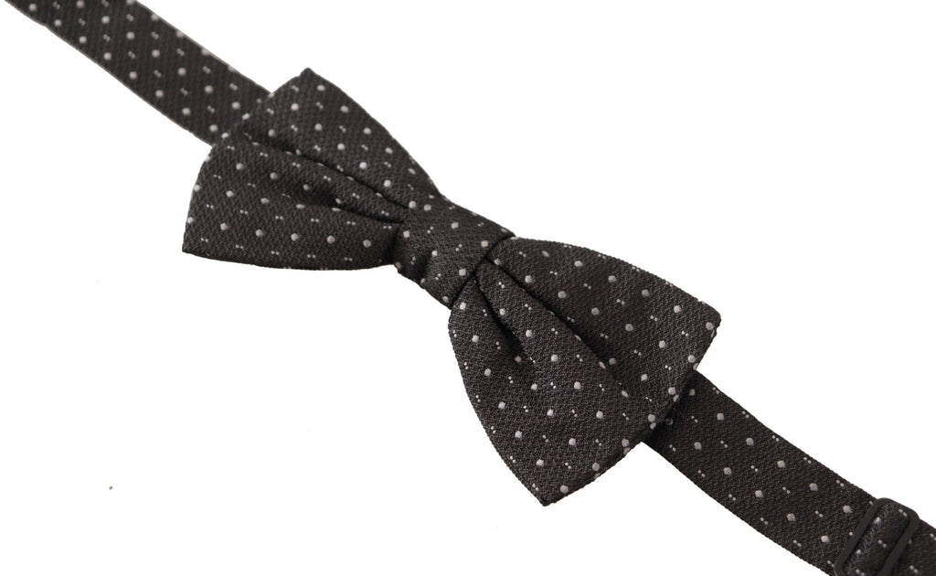 Dolce & Gabbana Gray Polka Dot 100% Silk Neck Papillon Tie - Zeiniez