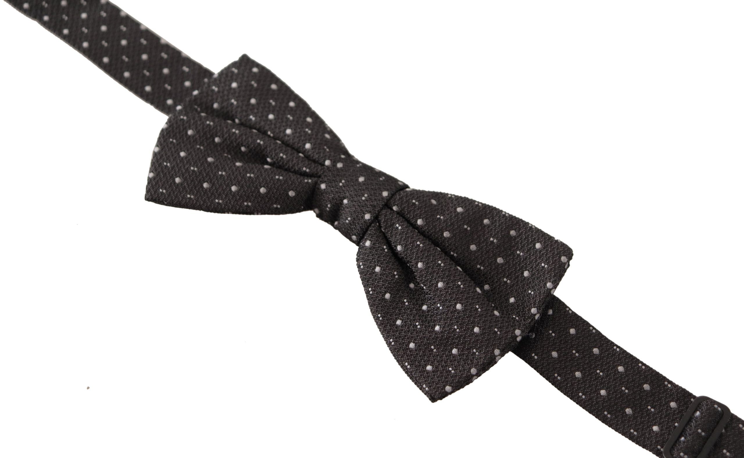 Dolce & Gabbana Gray Polka Dot 100% Silk Neck Papillon Tie - Zeiniez