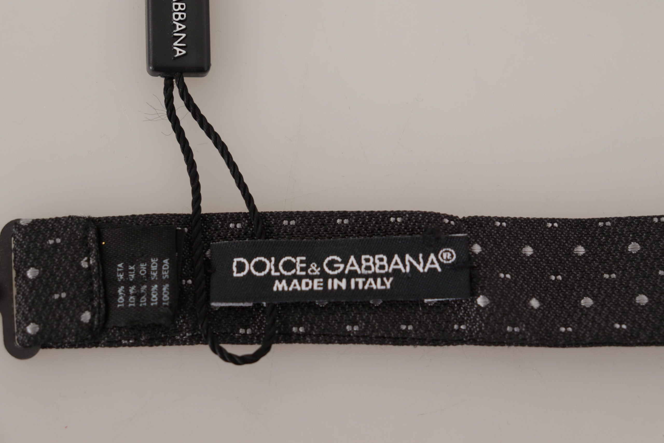 Dolce & Gabbana Gray Polka Dot 100% Silk Neck Papillon Tie - Zeiniez