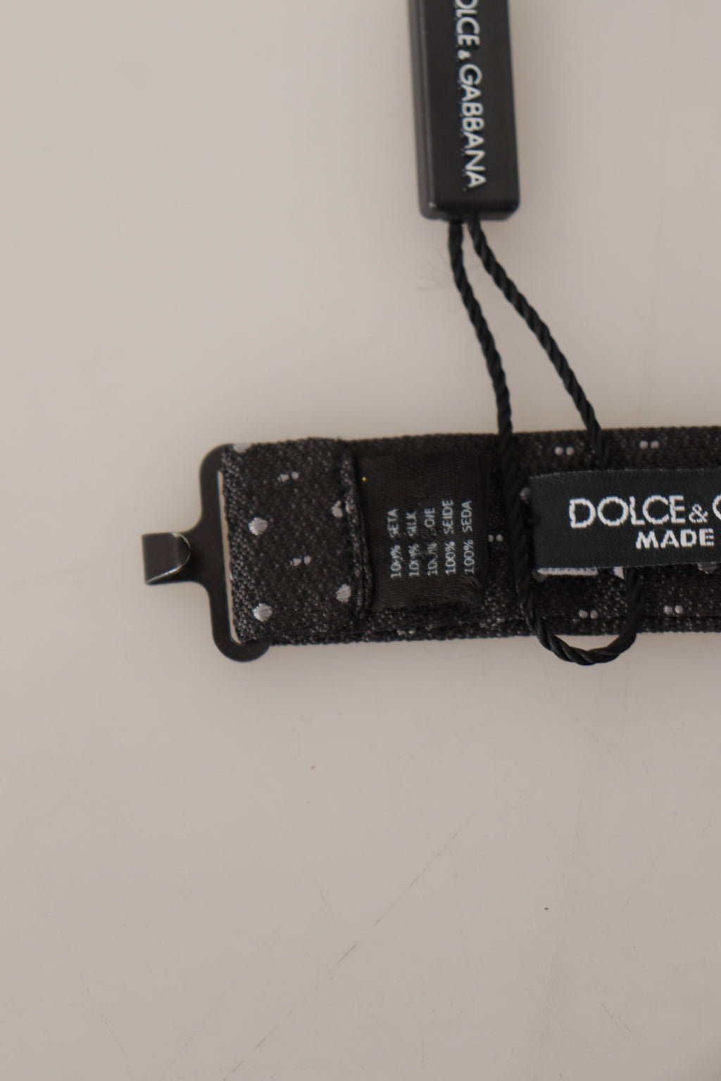 Dolce & Gabbana Gray Polka Dot 100% Silk Neck Papillon Tie - Zeiniez