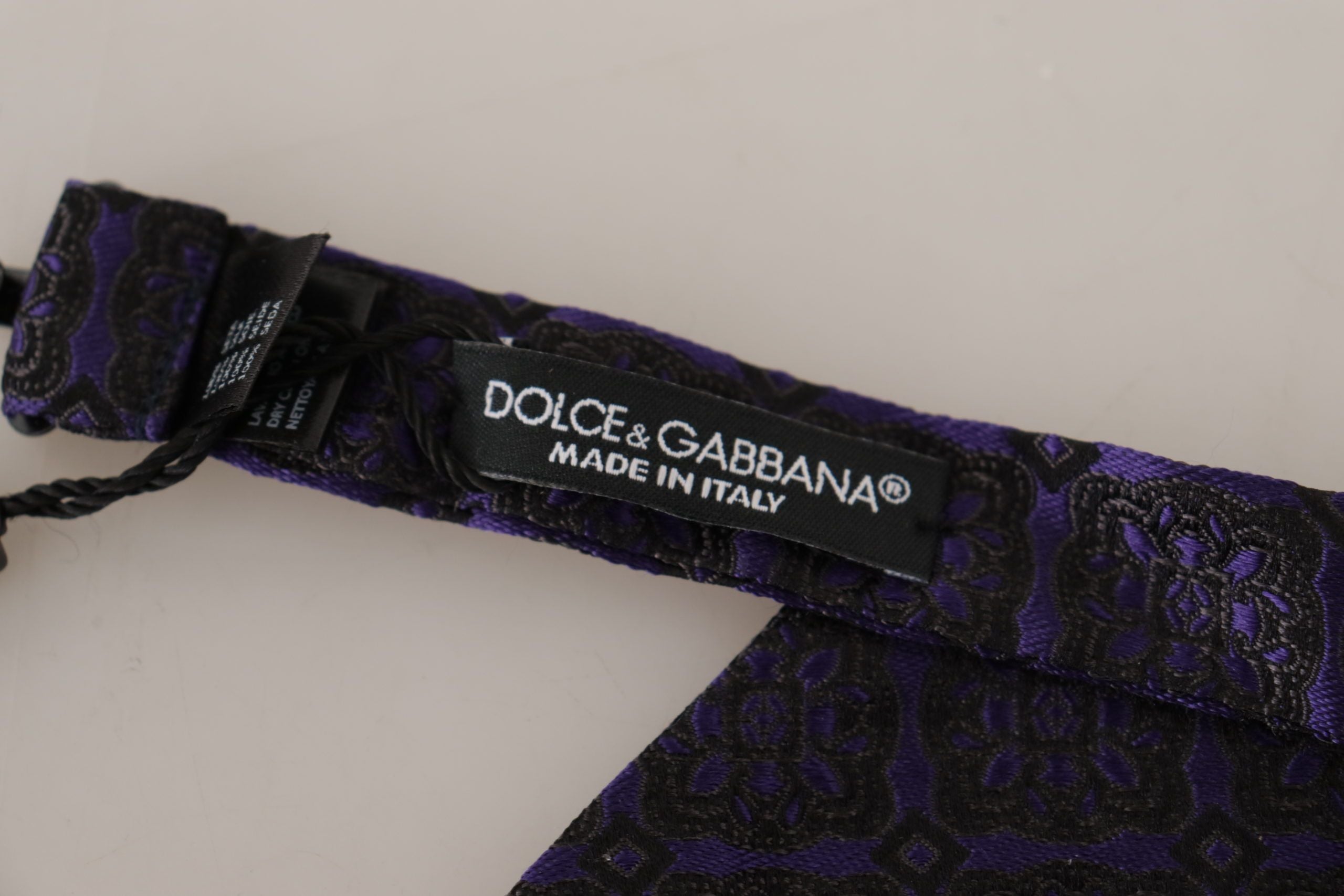 Dolce & Gabbana Blue Geometric Silk Adjustable Neck Papillon Tie - Zeiniez