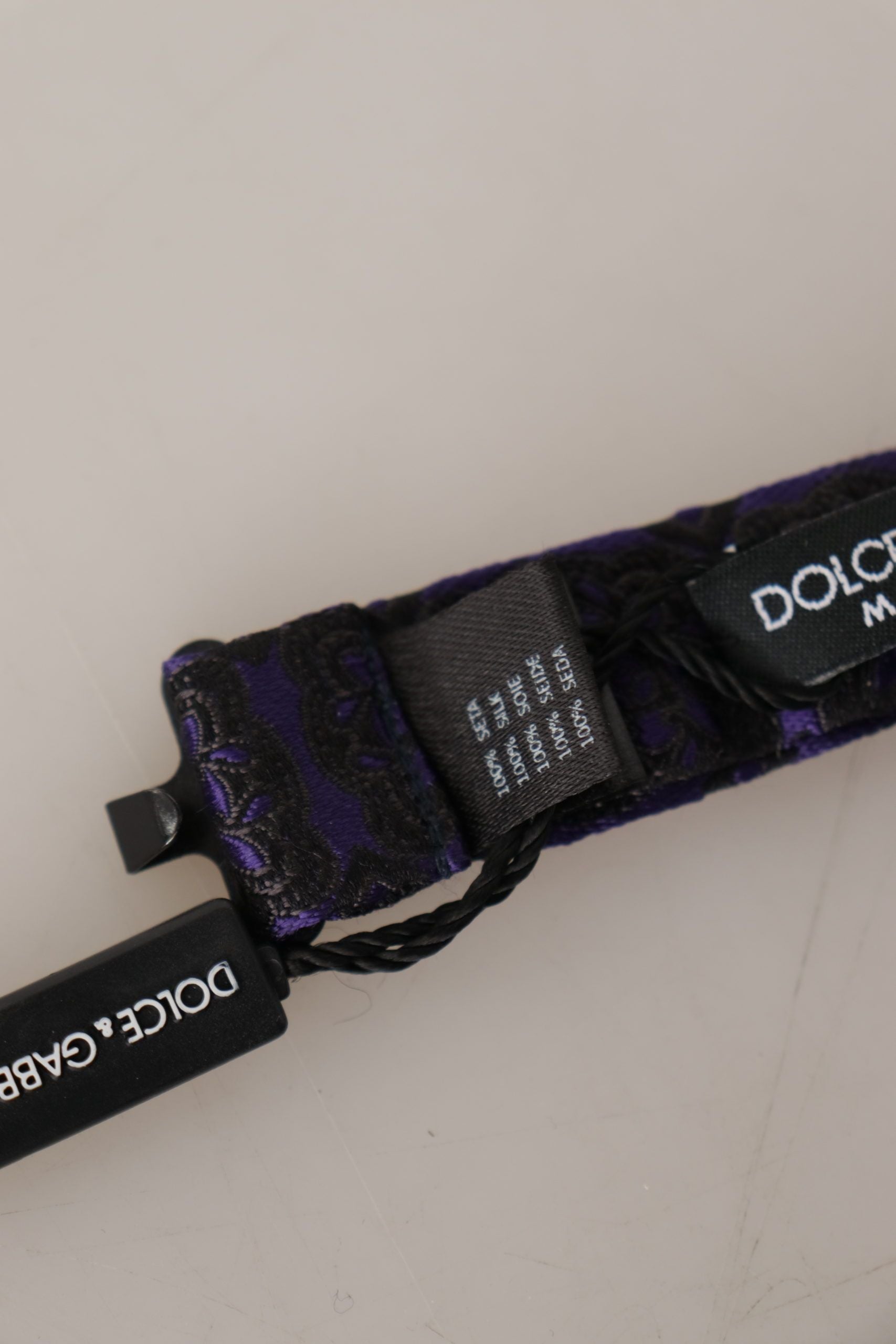 Dolce & Gabbana Blue Geometric Silk Adjustable Neck Papillon Tie - Zeiniez