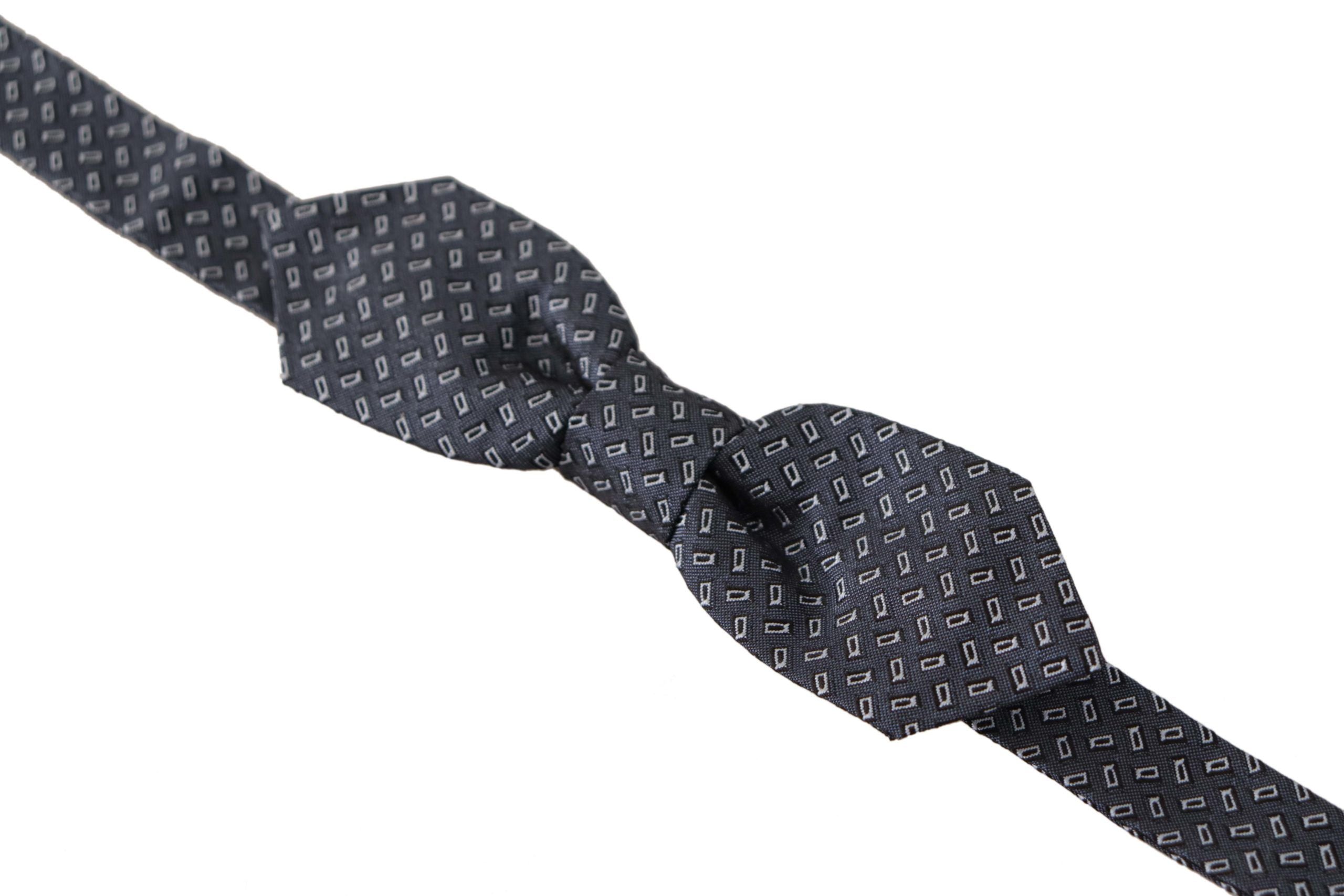 Dolce & Gabbana Blue Gray Polka Dot 100% Silk Neck Papillon Tie - Zeiniez