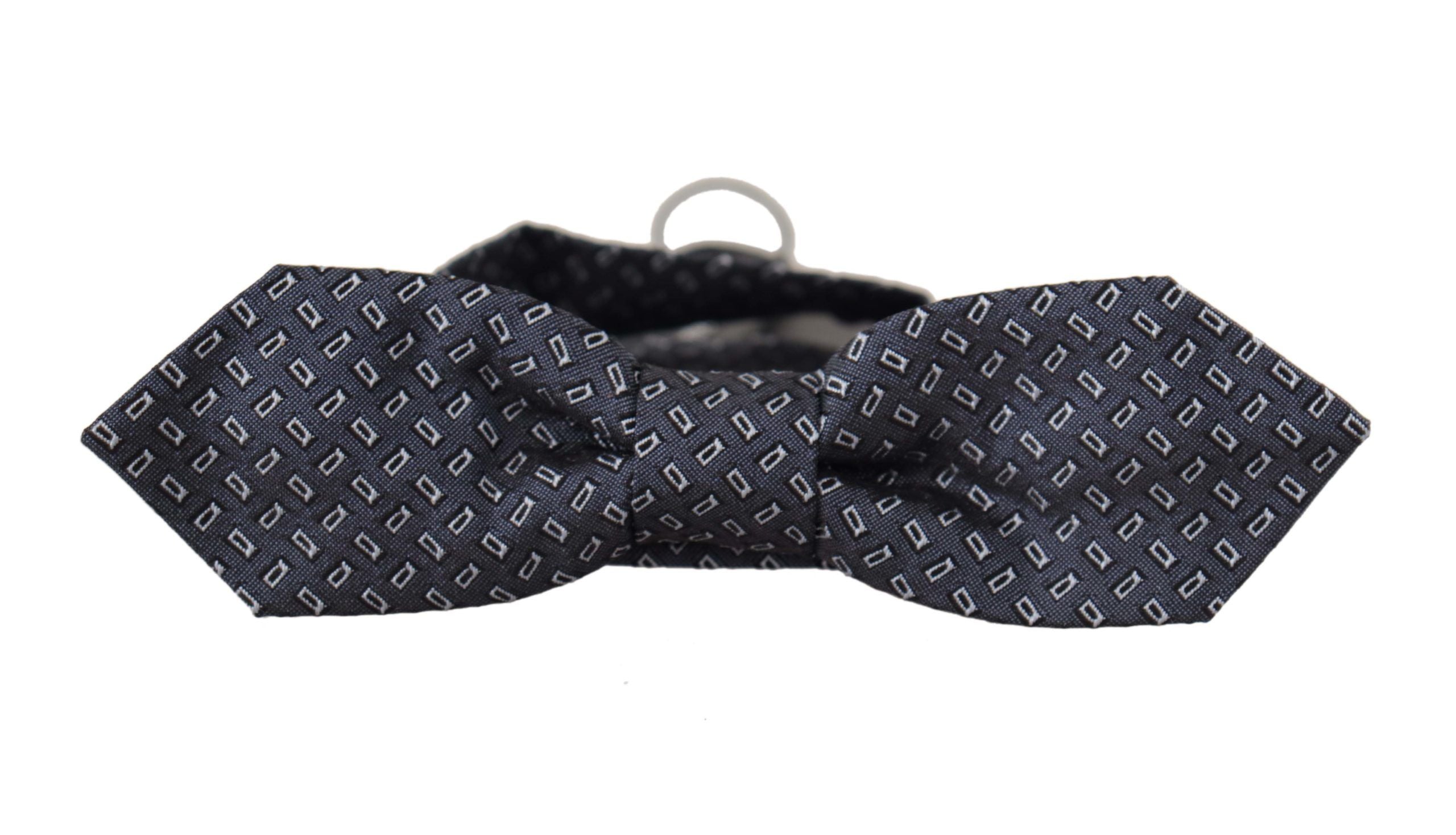 Dolce & Gabbana Blue Gray Polka Dot 100% Silk Neck Papillon Tie - Zeiniez