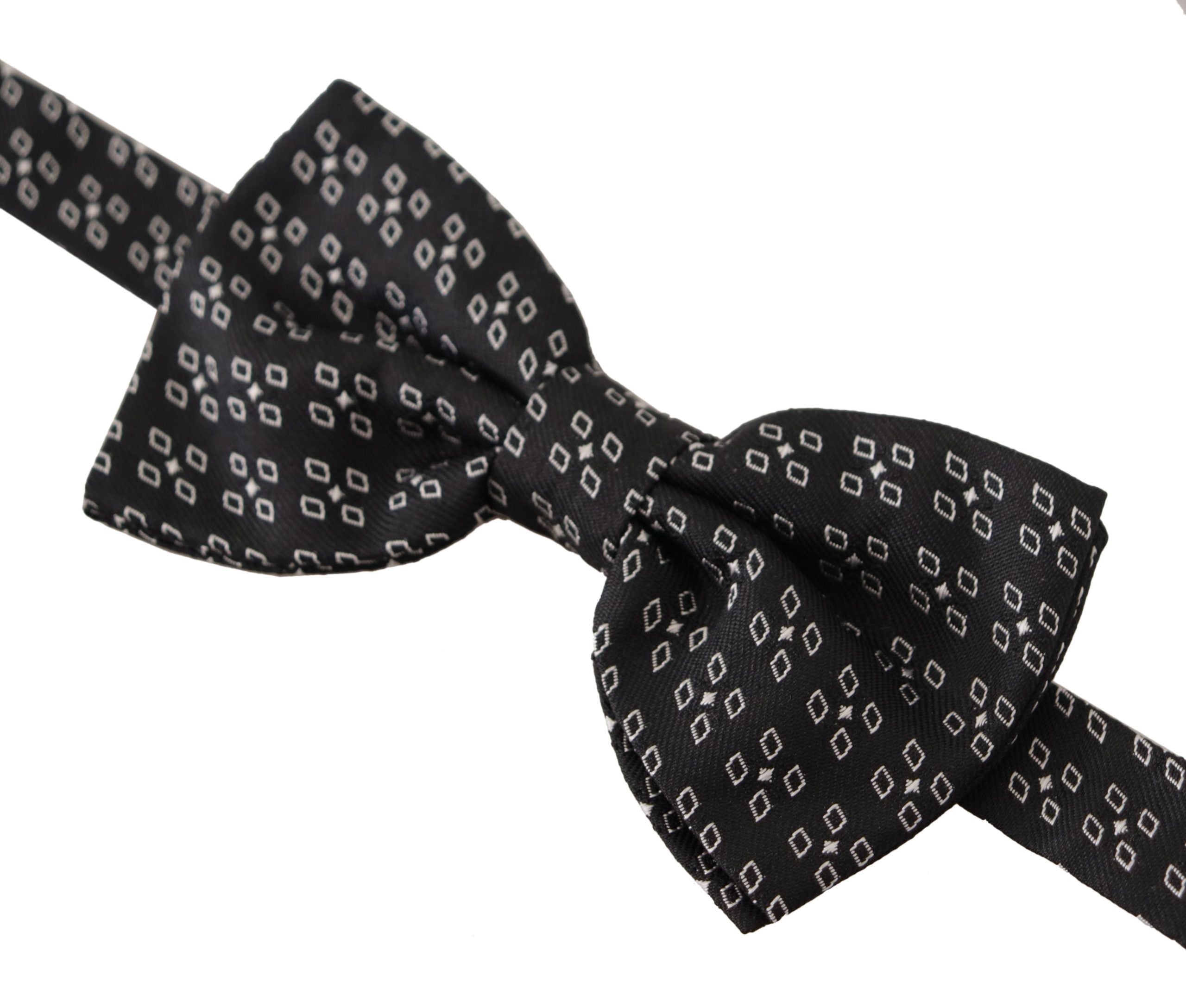 Dolce & Gabbana Black White Polka Dot 100% Silk Neck Papillon Tie - Zeiniez