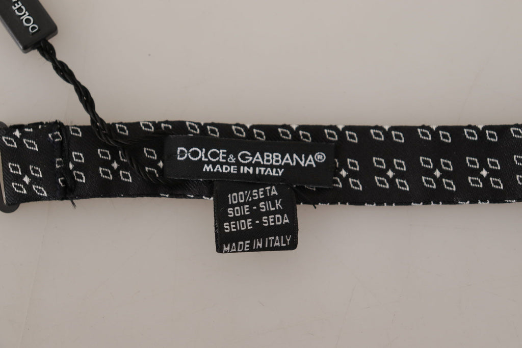 Dolce & Gabbana Black White Polka Dot 100% Silk Neck Papillon Tie - Zeiniez