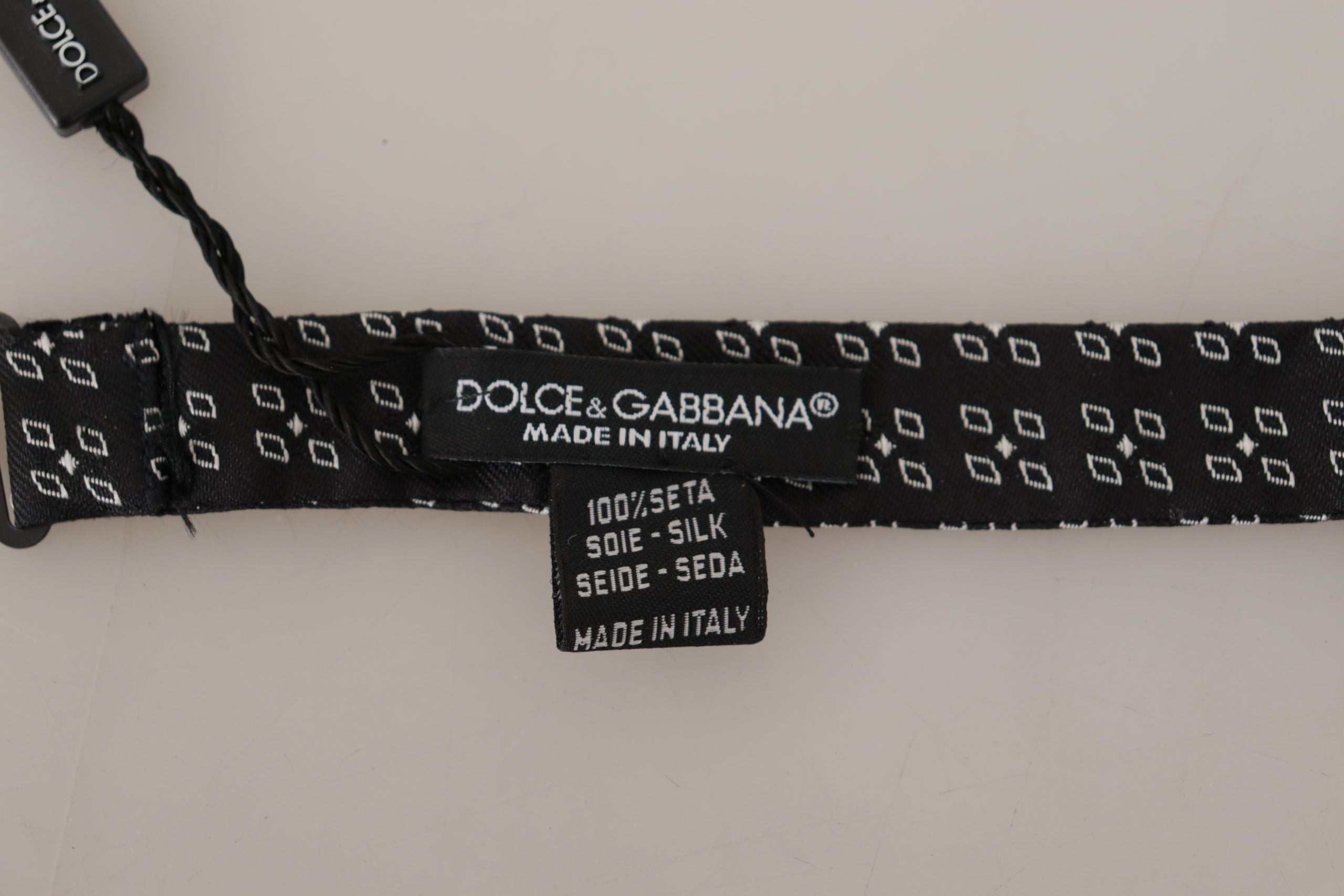 Dolce & Gabbana Black White Polka Dot 100% Silk Neck Papillon Tie - Zeiniez