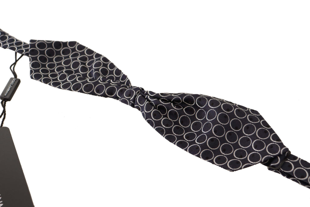 Dolce & Gabbana Black White Round 100% Silk Neck Papillon  Tie - Zeiniez