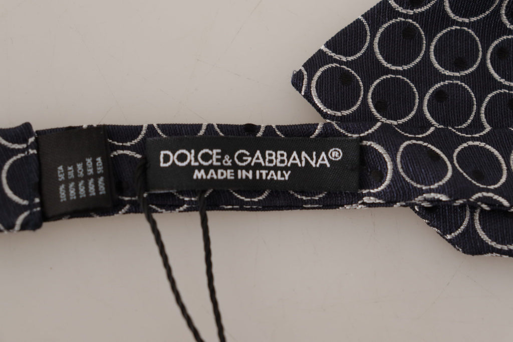 Dolce & Gabbana Black White Round 100% Silk Neck Papillon  Tie - Zeiniez