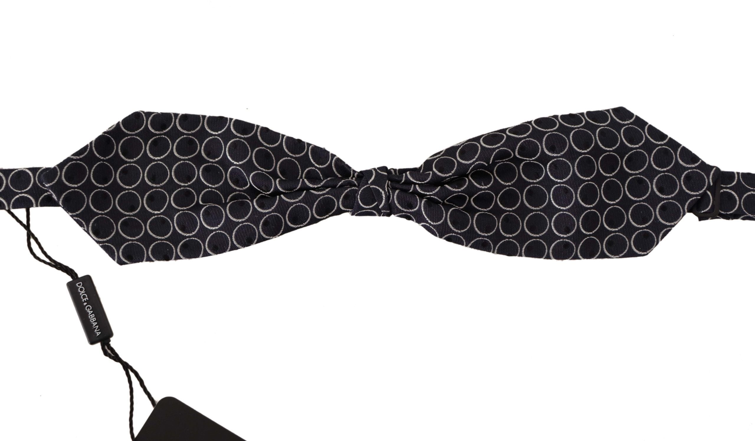 Dolce & Gabbana Black White Round 100% Silk Neck Papillon  Tie - Zeiniez