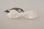 Dolce & Gabbana White 100% Silk Slim Adjustable Neck Papillon Tie - Zeiniez
