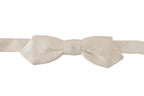 Dolce & Gabbana White 100% Silk Slim Adjustable Neck Papillon Tie - Zeiniez