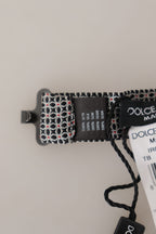 Dolce & Gabbana Black White Flower Pattern Silk Neck Papillon Tie - Zeiniez