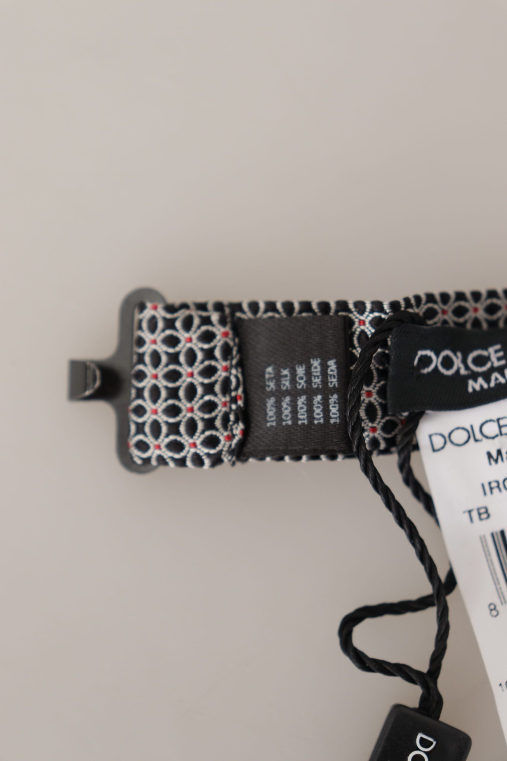 Dolce & Gabbana Black White Flower Pattern Silk Neck Papillon Tie - Zeiniez