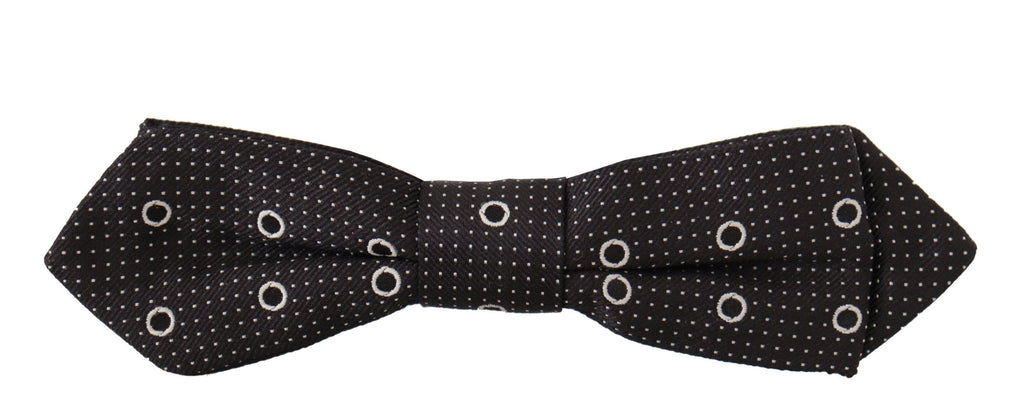 Dolce & Gabbana Black White Polka Dot 100% Silk Neck Papillon Tie - Zeiniez