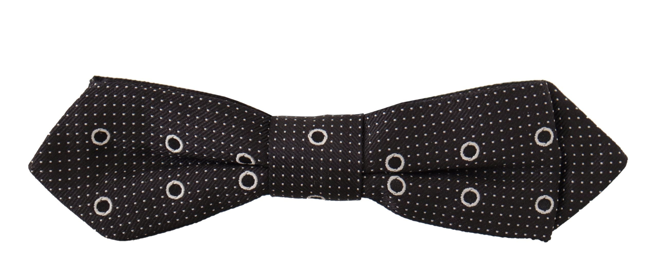 Dolce & Gabbana Black White Polka Dot 100% Silk Neck Papillon Tie - Zeiniez