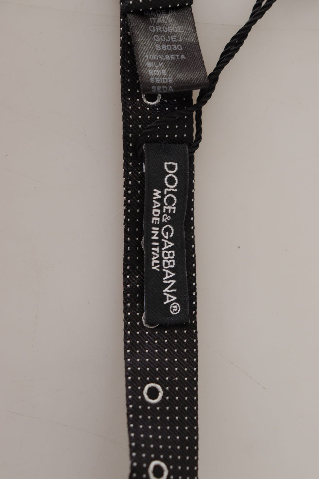 Dolce & Gabbana Black White Polka Dot 100% Silk Neck Papillon Tie - Zeiniez